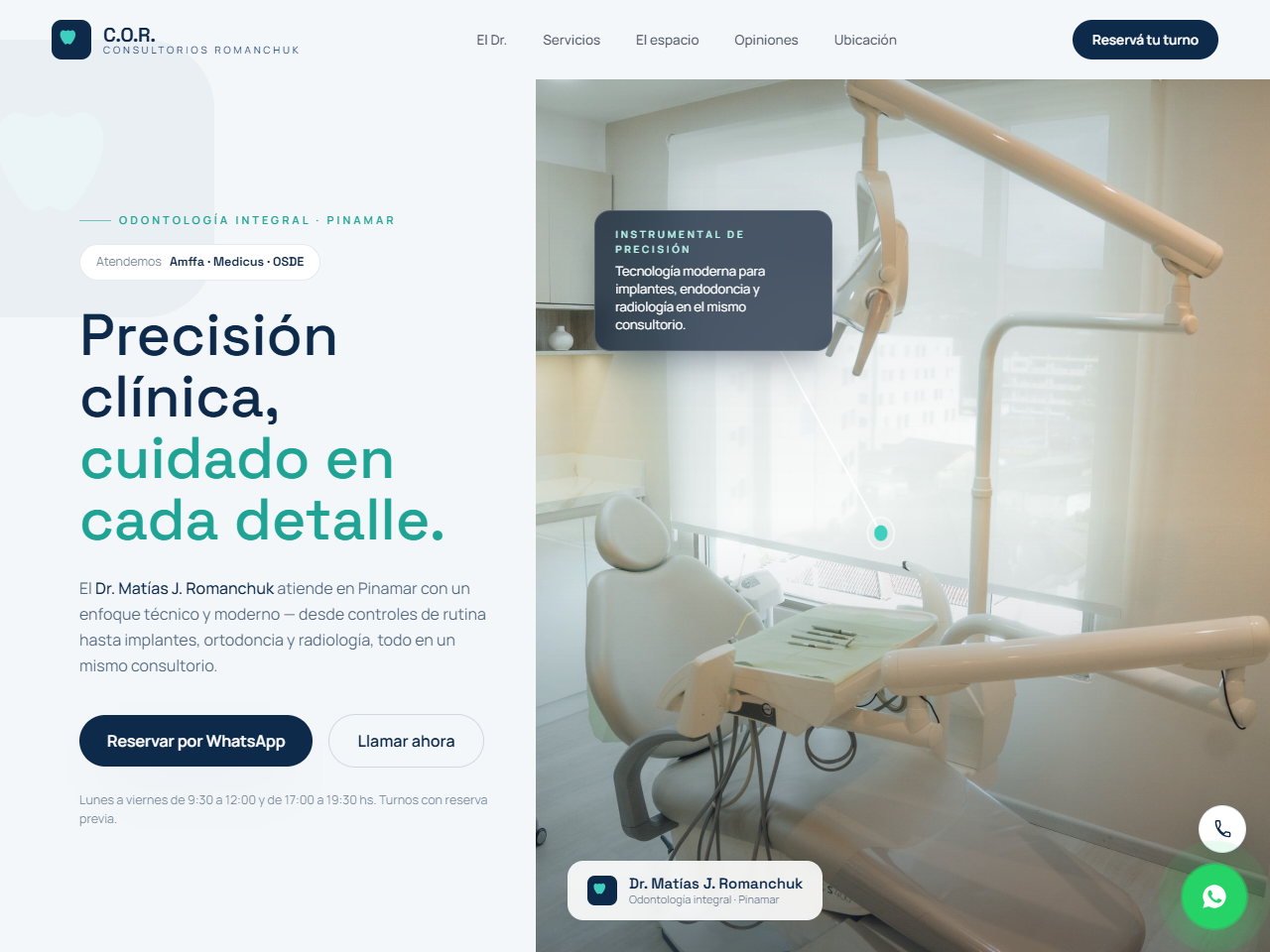 Sitio real de C.O.R. Consultorios Odontológicos Romanchuk en Pinamar