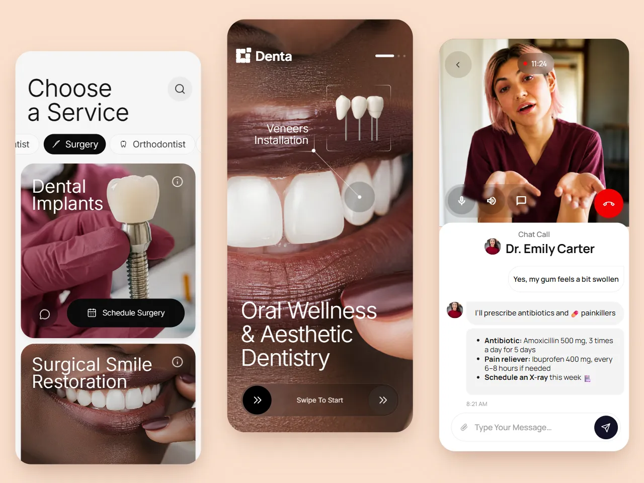 Concept de app para clínica dental