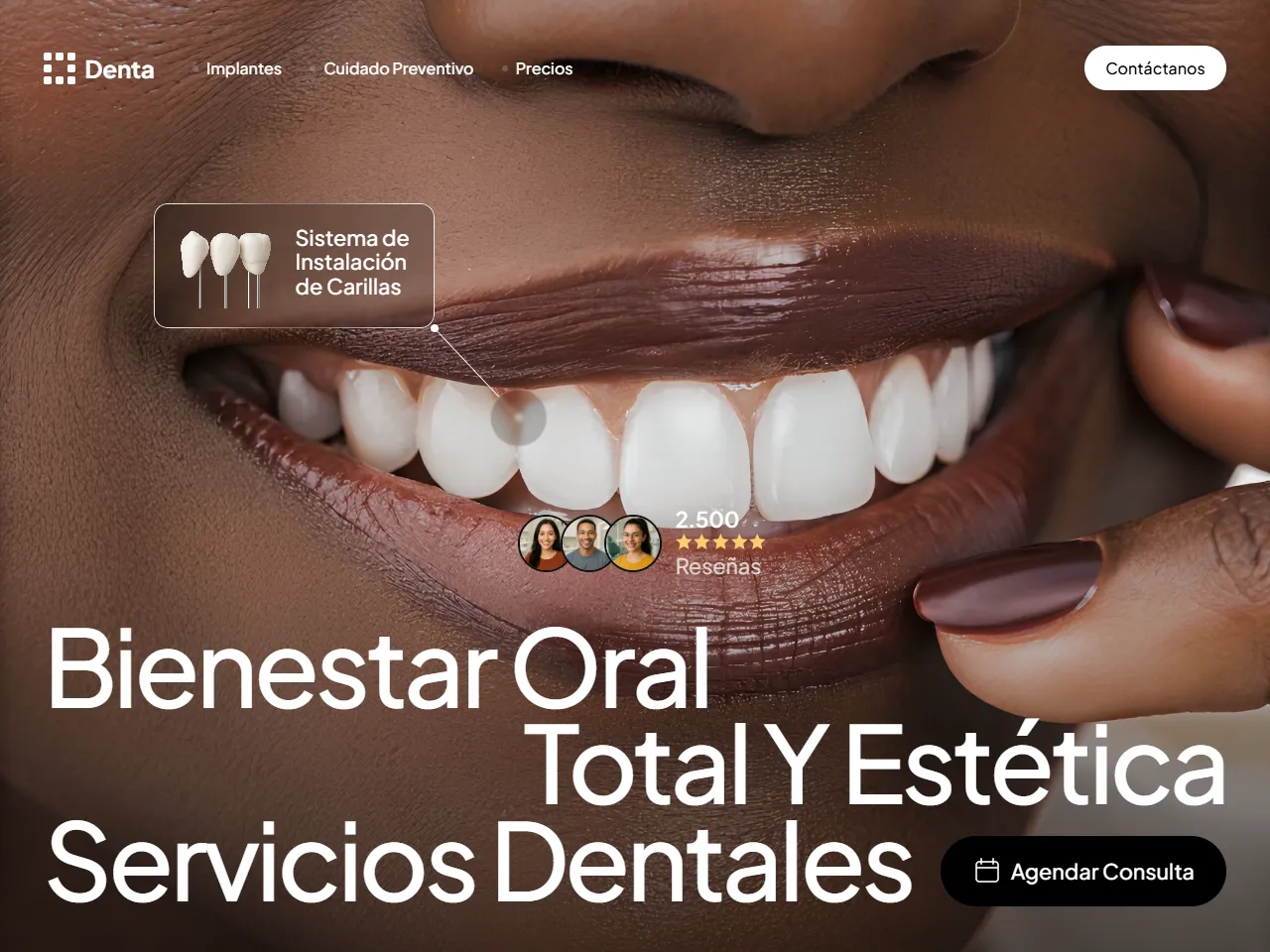 Concept de landing para clínica dental estética