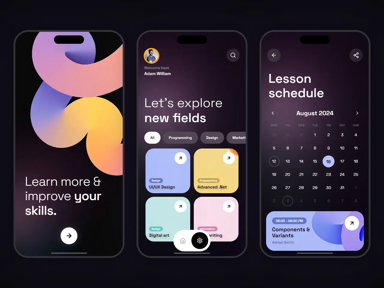 Concept de app de cursos online