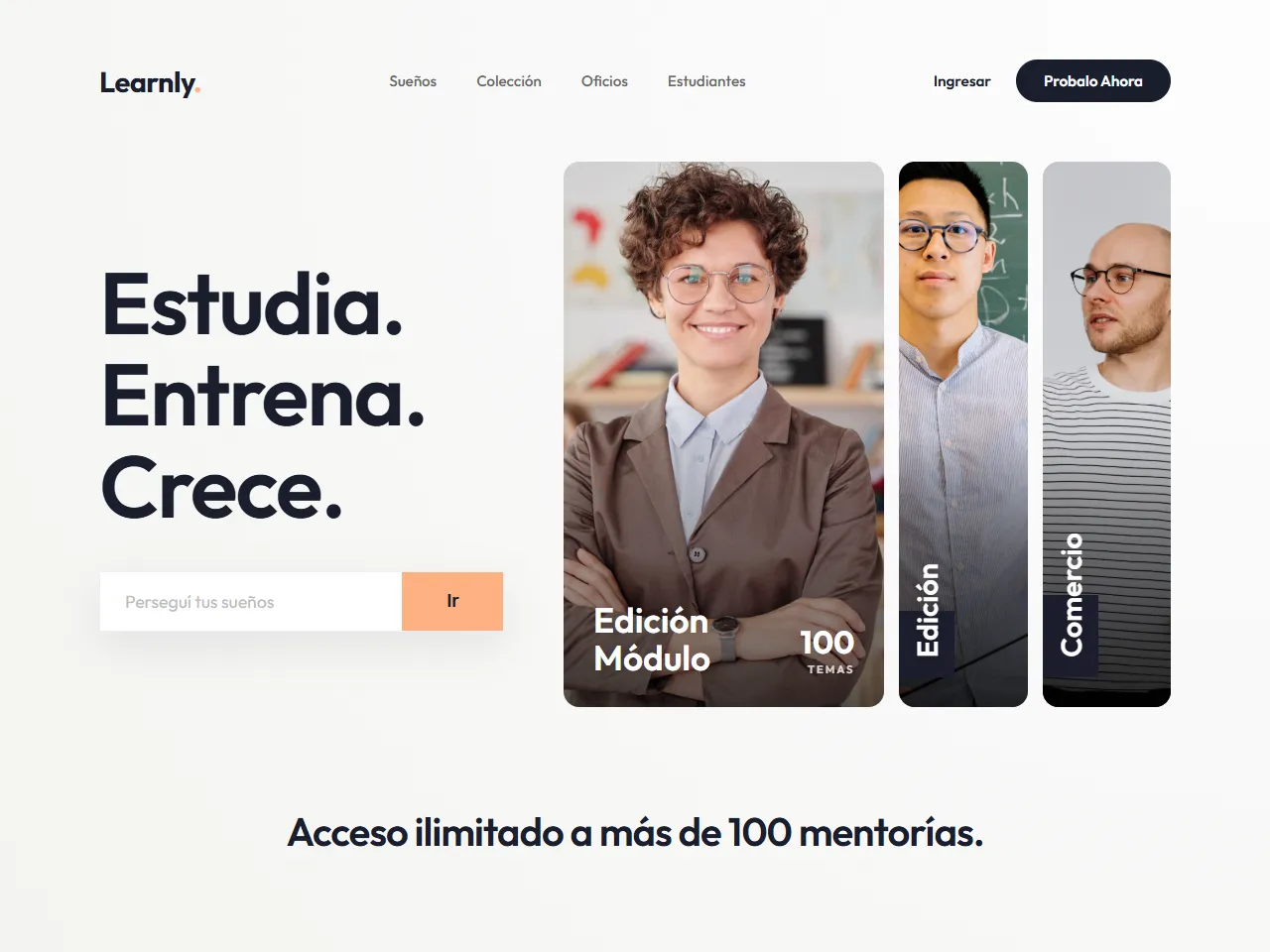 Concept de landing para plataforma educativa