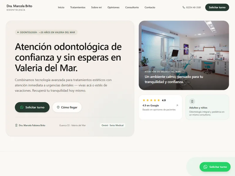 Sitio real de la Dra. Marcela Brito, odontóloga en Valeria del Mar