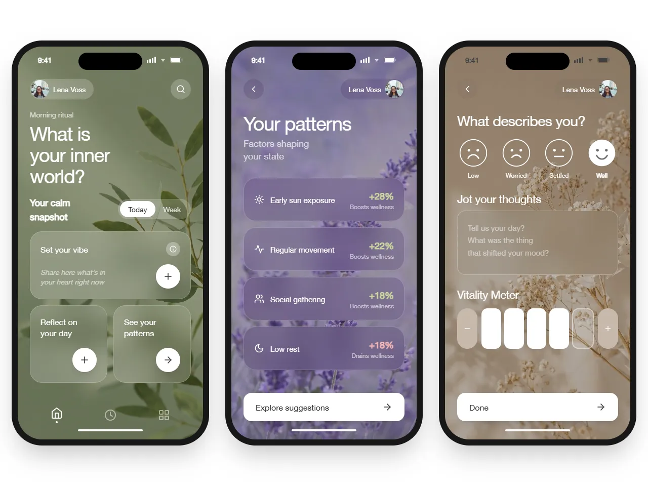 Concept de app de bienestar mental y registro de ánimo